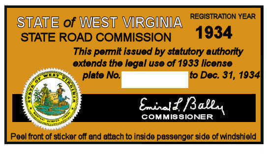 (image for) 1934 WV Registration sticker